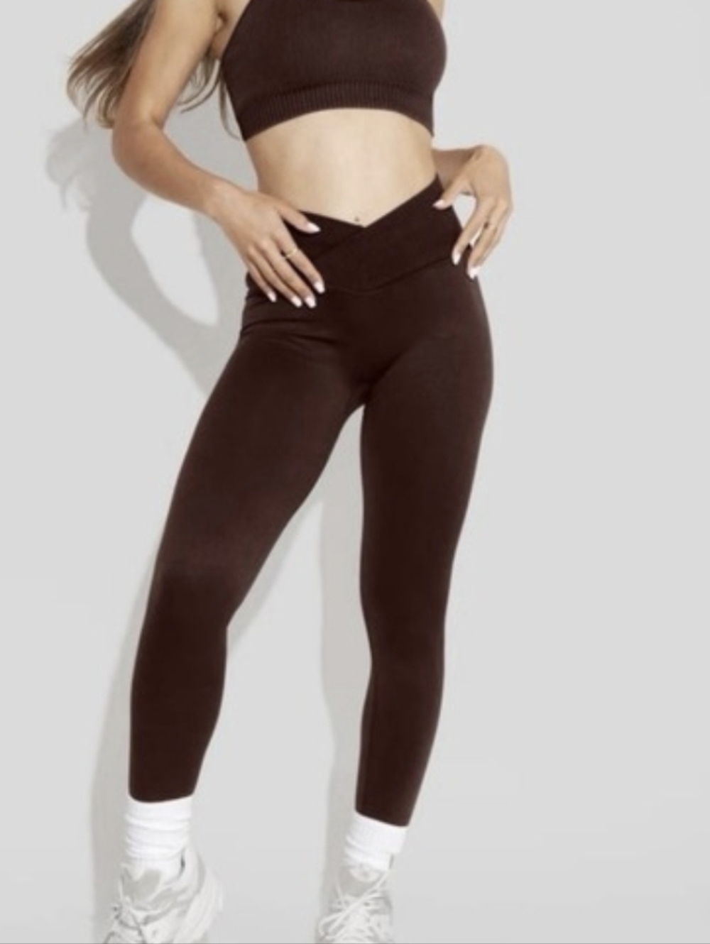 POPFLEX Brown Ribbed Leggings